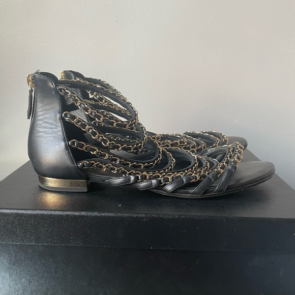 Chanel Chain Sandals SZ 38.5 w/box - Picture 2 of 5